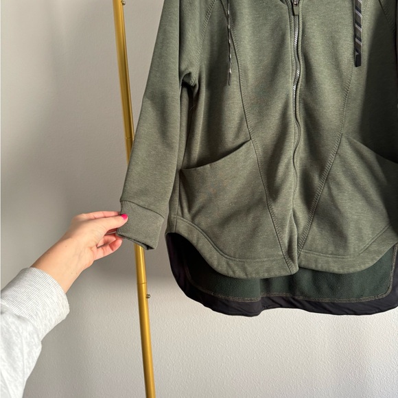 Title Nine 25th Hour Fleece Swacket zip up relaxed hoodie women’s Sz M olive - Picture 5 of 7